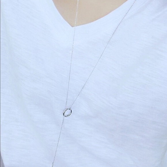 🐣 (925) OPEN CIRLCE BAR LARIAT NECKLACE - Picture 5 of 6